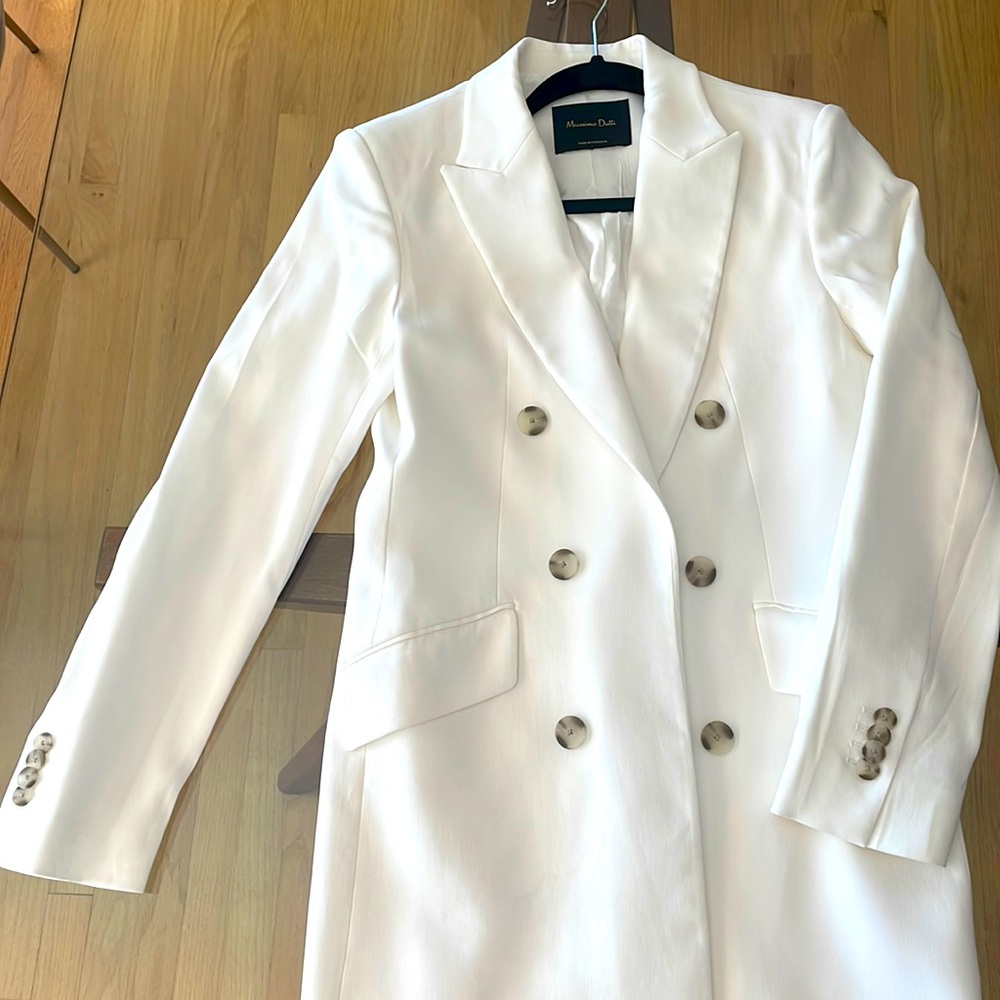 Massimo Dutti Double-Breasted Open Crepe Blazer